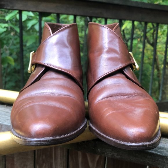 VINTAGE ETIENNE AIGNER BROWN MONK STRAP ANKLE BOOTS SZ 7.5 - Picture 14 of 16